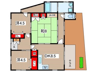 鳴滝宅間町貸家の物件間取画像